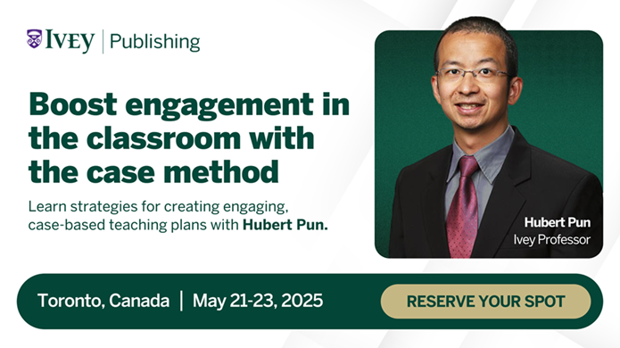 Join Ivey Publishing’s Case Teaching and Writing Workshop to deepen your understanding of case-based learning and development.